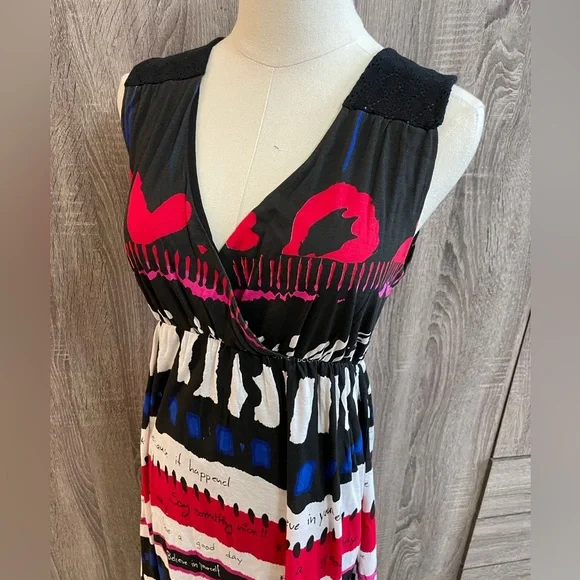 DESIGUAL Cute Abstract Striped Designer Dress. Size XL - Picture 3 of 14